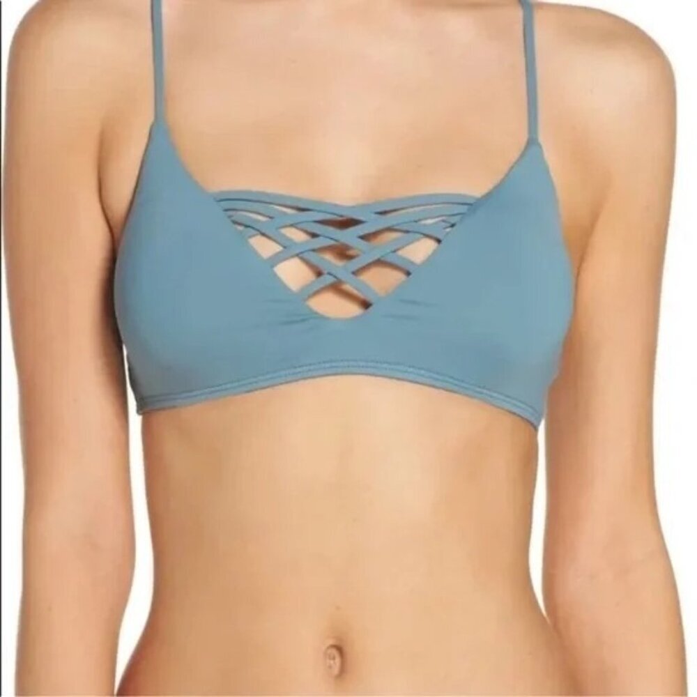 L*Space Jamie‎ Bikini Bralette Swim Top Size L Caged Criss-Cross NWT